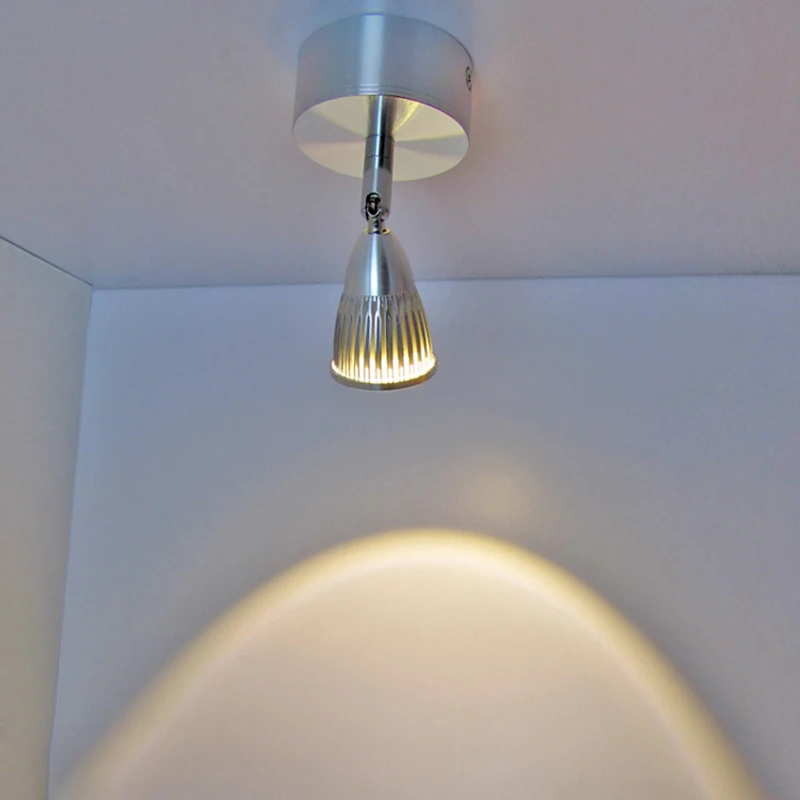 3W LED Ceiling Light Mirror Front Wall Lamp Backlight Rotatable Picture Spotlight Bedroom Living Room Silver Shell Surface Mount