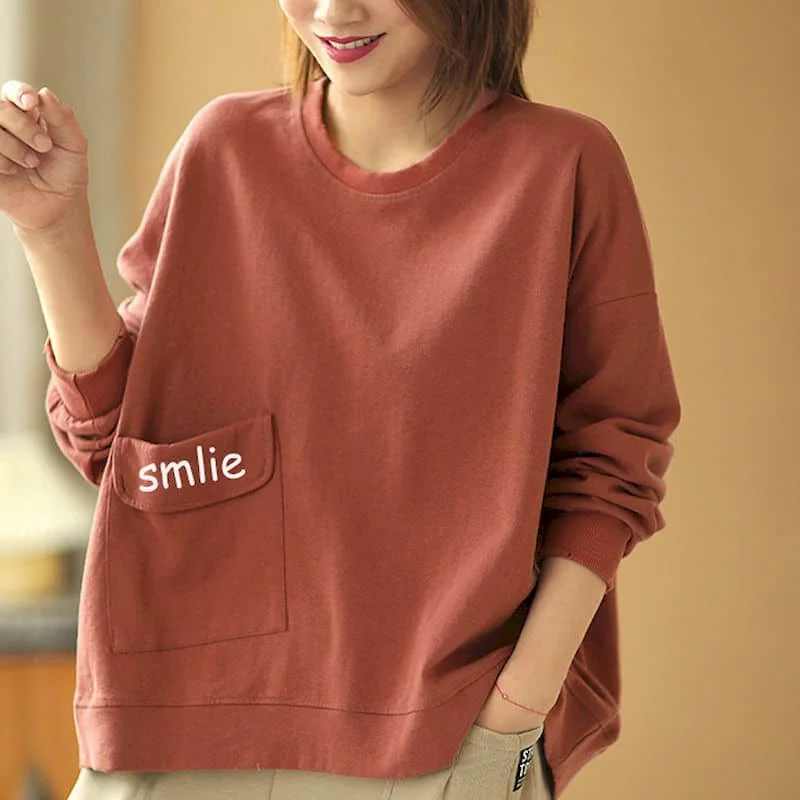 Printed Pullovers for Women Harajuku Retro Oversized T-shirts Casual Korean Style Long Sleeve O-neck Streetwear Women Clothes