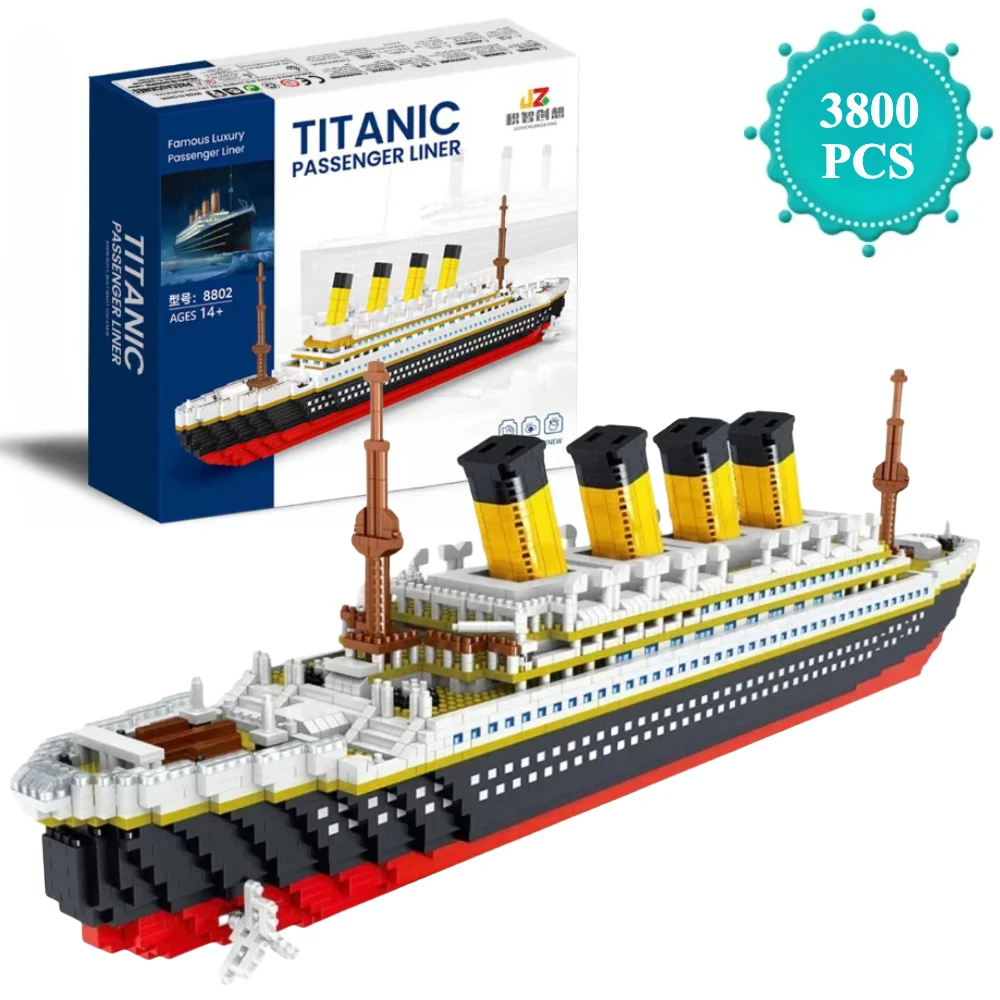 

3D Titanic Model Ship Building Blocks DIY Assemble Bricks Cruise Boat Toys Desktop Decoration Christmas Gifts for Children