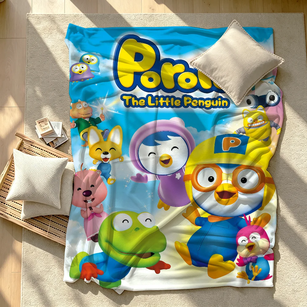 Anime Cartoon Blanket Soft Warm And Thick P-pororo-s Perfect For Bedroom Living Room Bed Sofa Camping Picnic Office Gift