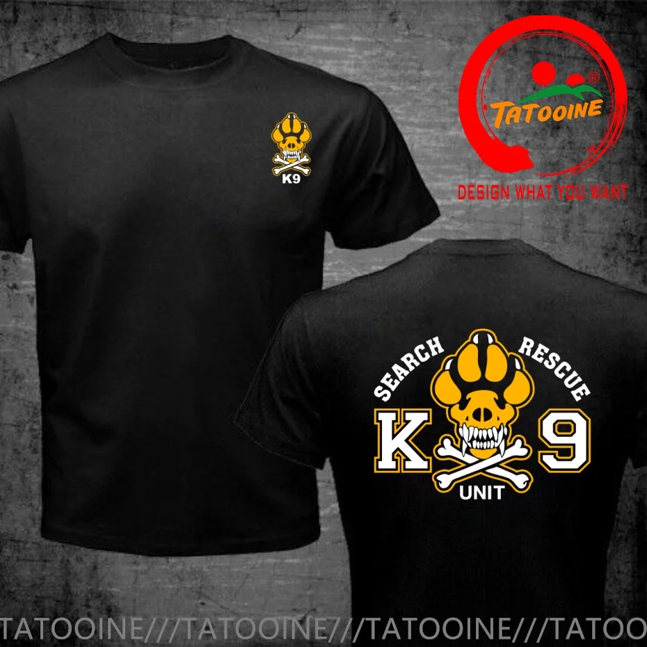 Funny Design K9 Search & Rescue K-9 Unit back  SRed Doublet Men Fashion Trendy Casual Clothing Stylish Tops Tee Shirt Leisure