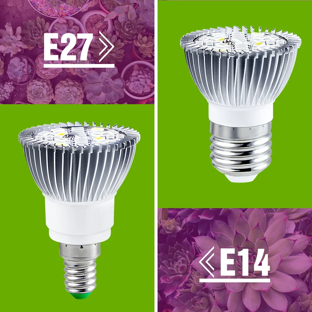 4 Packs 28W LED E27/E14 Grow Light Bulbs Full Spectrum Indoor Plant Lamp Flowers Tomato Vegetables Cultivation Fill Lighting E26
