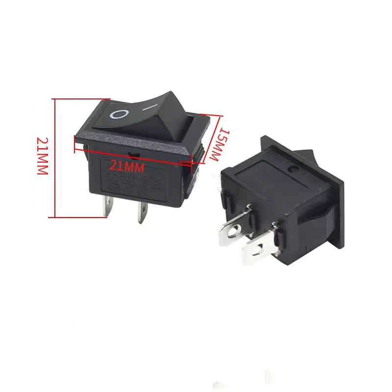 50pcs KCD1 21X15mm 3Pin Boat Rocker Switch 6A 250VAC 10A 125VAC Push Button Switch Black Red White