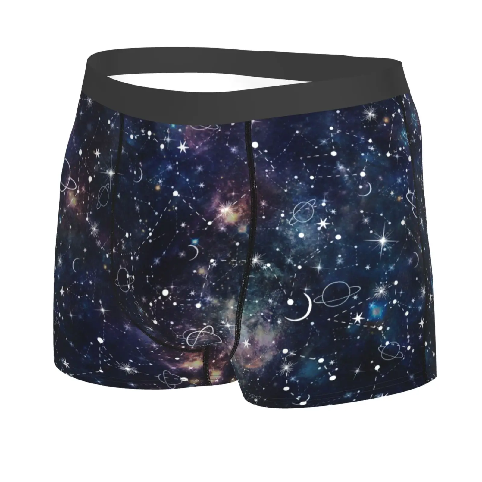 Planet Star Constellation Galaxy Print Man's Boxer Briefs Breathable Funny Underwear High Quality Print Shorts Gift Idea