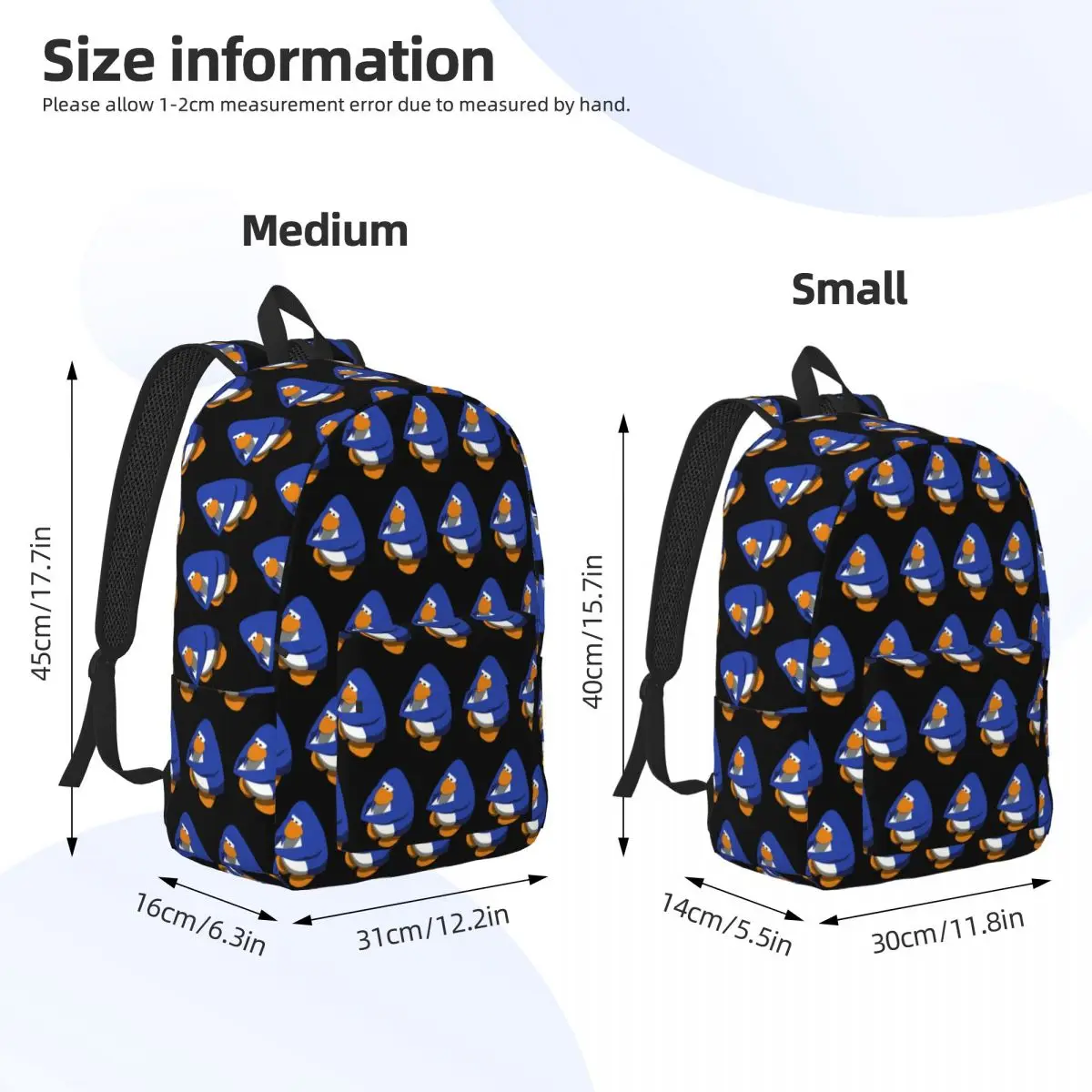 Club Penguin BOI Backpack Daypack Large Capacity Kids BookBag School Bag Shoulder Bags for Men Women