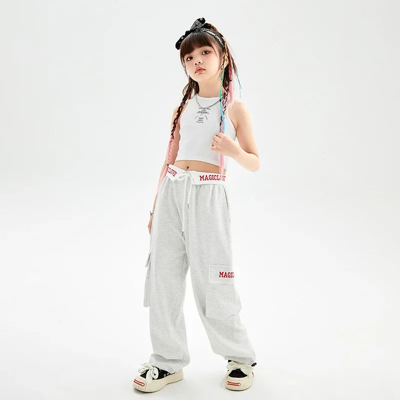 子供のためのヒップホップクールTシャツ,男の子と女の子のためのダンスパンツ,野球ストリートウェア,ジャズ,ワイドレッグウェアセット