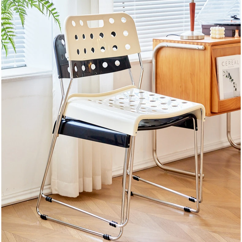 ee-Nordic Restaurant Plastic Hole Chair Cafe Milk Tea Shop Stackable Backrest Dining Home Living Room Leisure Chair Furniture