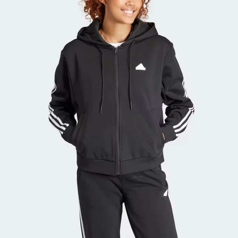 

Adidas Originals Women's Zip - Up Hoodie, Striped Sleeves & Adjustable Hood, For Street Fashion & Sports Activities