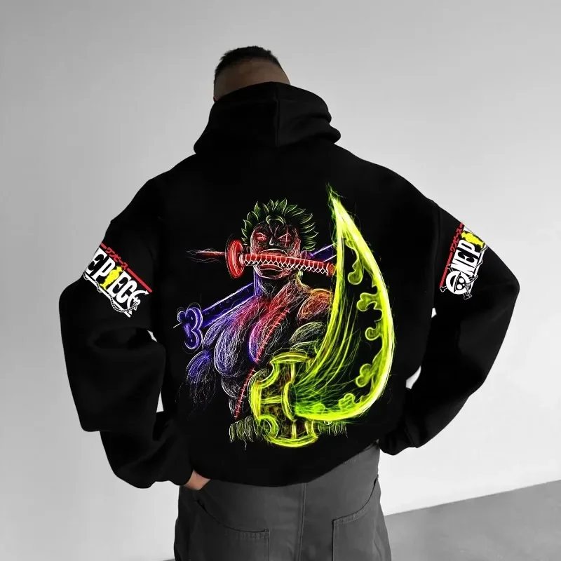 ワンピースアニメトレンド爆発最新パーカー純綿カジュアル多用途秋冬メンズとレディースパーカー