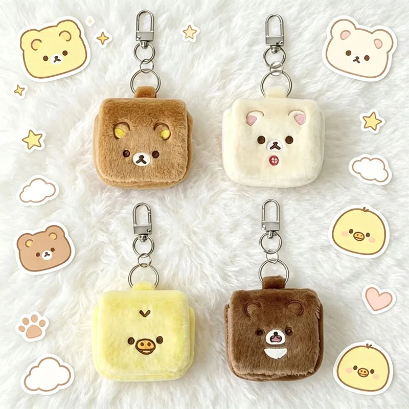 Cartoon Rilak-kuma Bear Bags Charm Plush Korilak-kuma Bluetooth Earphone Storage Bag Backpack Bags Pendant Ornament Accessory