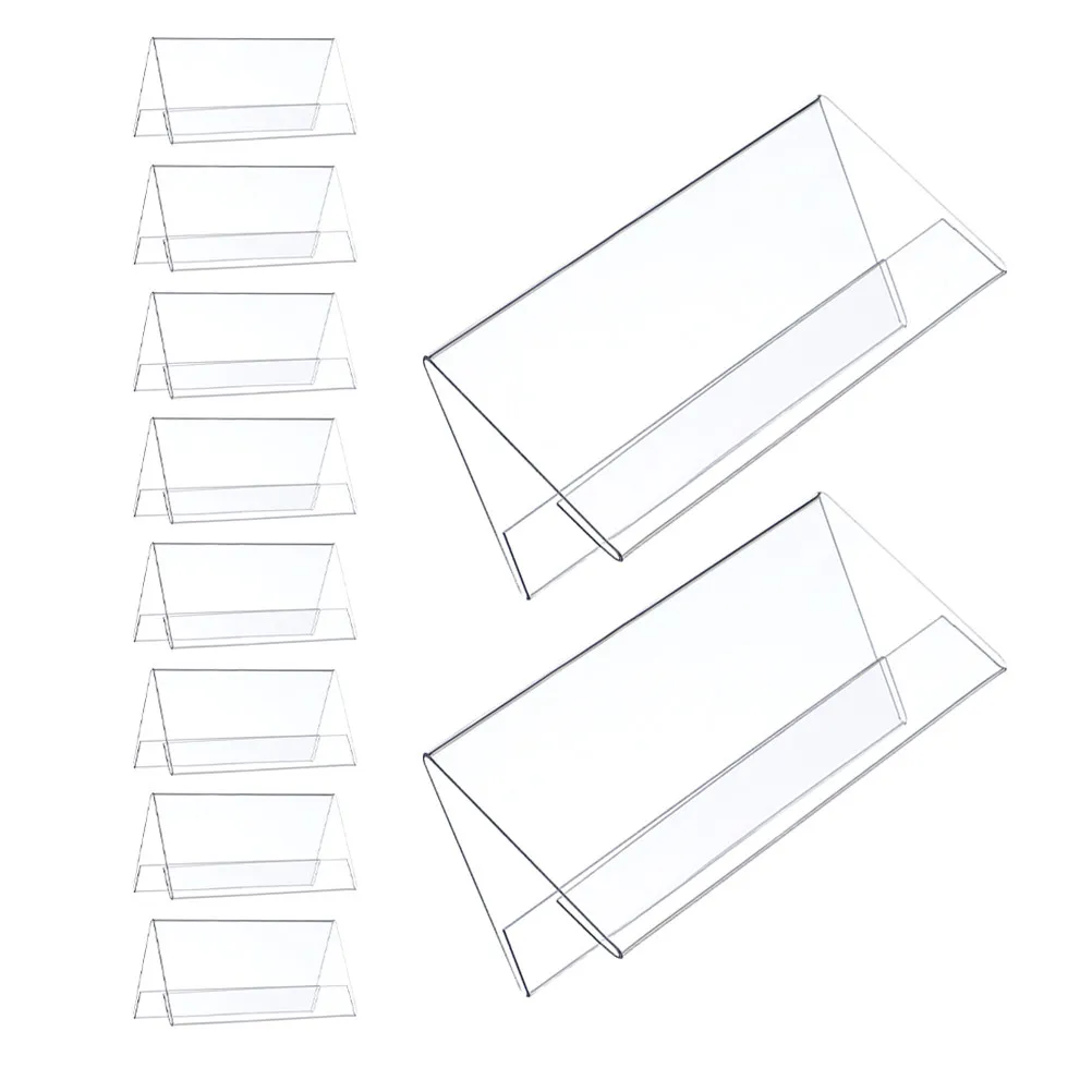 10Pcs Acrylic Clear Table Sign Holder For Meeting Room Name Plate Office Worker Conference Double Sided Triangular
