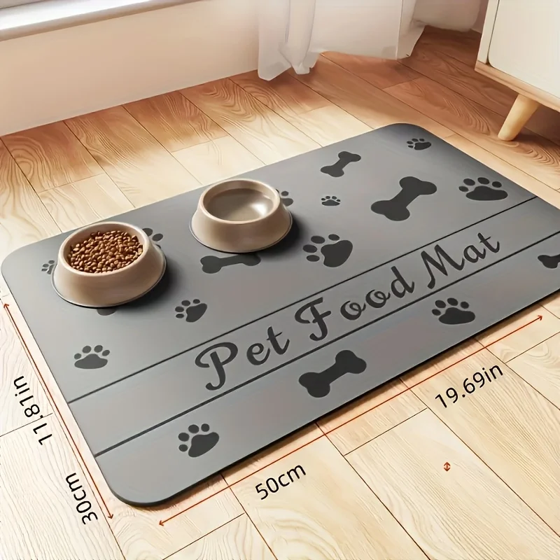 Robuste Futtermatte für Haustiere, 40 x 60/50 x 80 cm, große, saugfähige, rutschfeste Rückseite für unordentliche Eaters, leicht abwischbar, für Katzen und Hunde, wasserdicht ​ – Detail 7