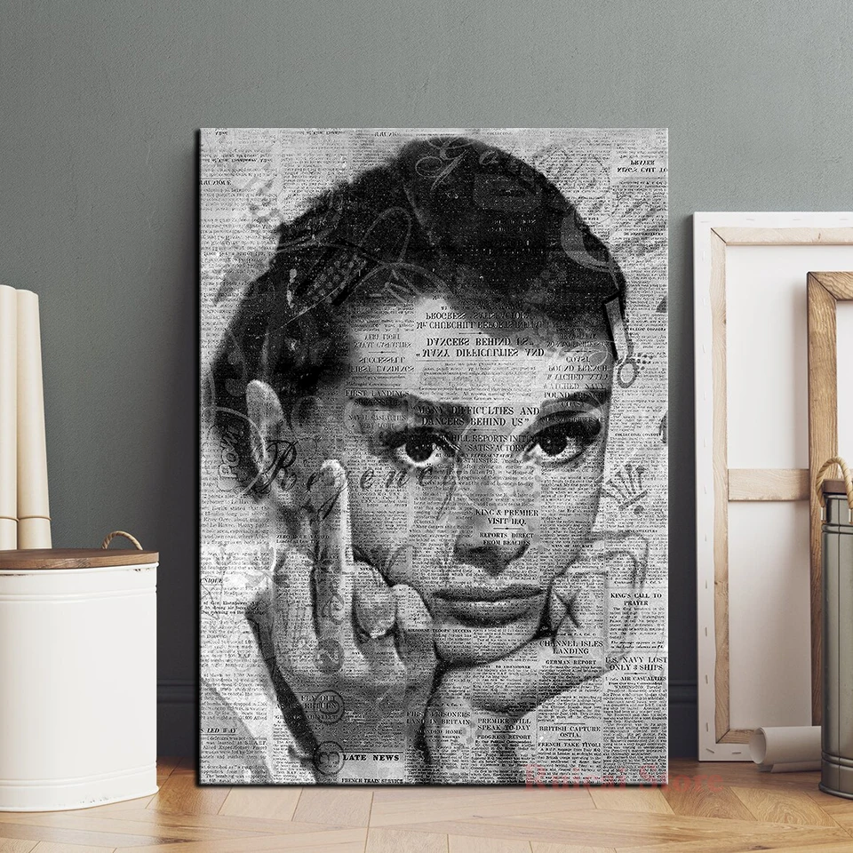 

Audrey Hepburn Vintage Poster Fashion Art Print Canvas Painting Wall Art Prints Picture Home Decor