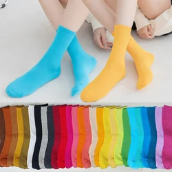 EUR35-45 New Women's Thick Candy Color Cotton Sock Stockings Four Seasons Women's Socks Middle Tube Socks Comfortable Home Sock