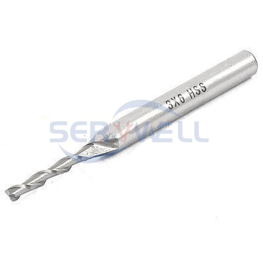 Herramienta de corte de molino de extremo HSS, diámetro de vástago de 6mm, 3mm, 4 flautas, 1 unidad