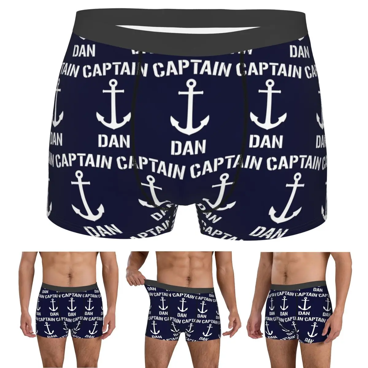 Boxer Underpants Shorts Nautical Captain Anchor Panties Men Breathable Underwear for Homme Man Boyfriend Gift