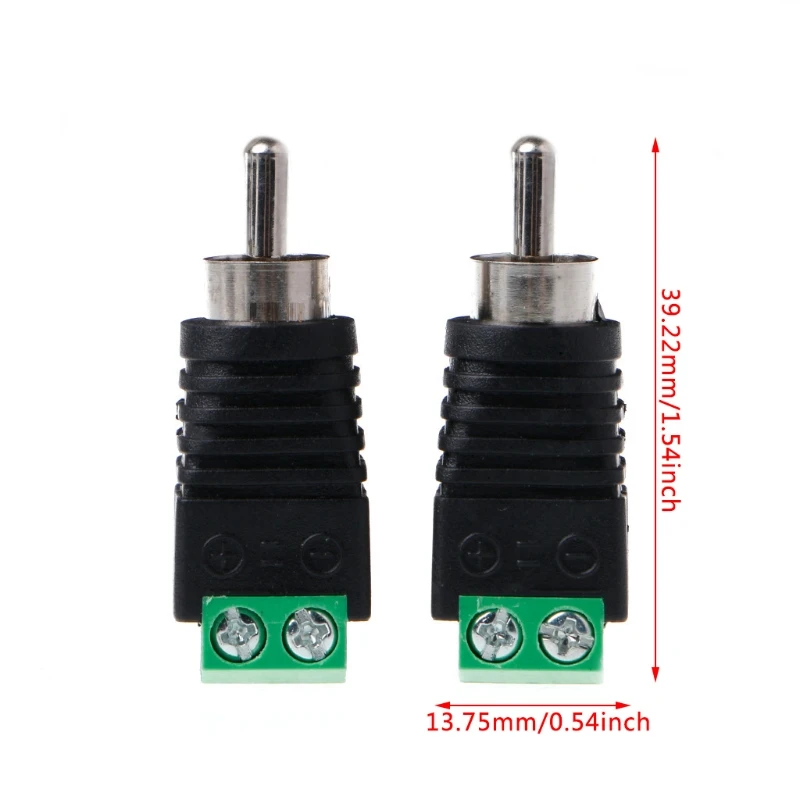 3 uds conector macho RCA a conector Terminal vídeo Balun 2 tornillos