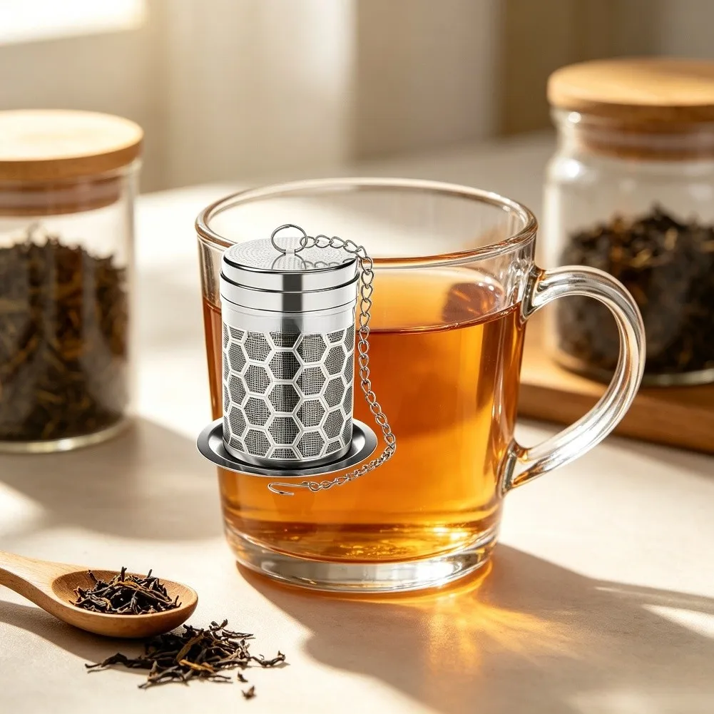 2pcs Stainless Steel Strainer Tea Infuser Tea Strainers For Loose Tea Filter Bags Diffusers Slim Threaded Lid For Teapots Bottle