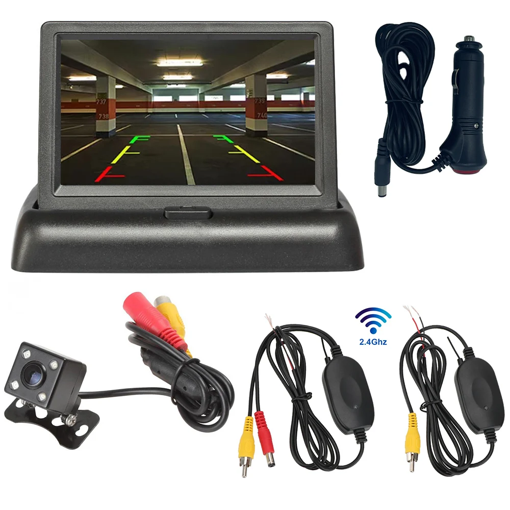 Backup Camera Wireless 4LED Car Rear View HD Parking System4.3