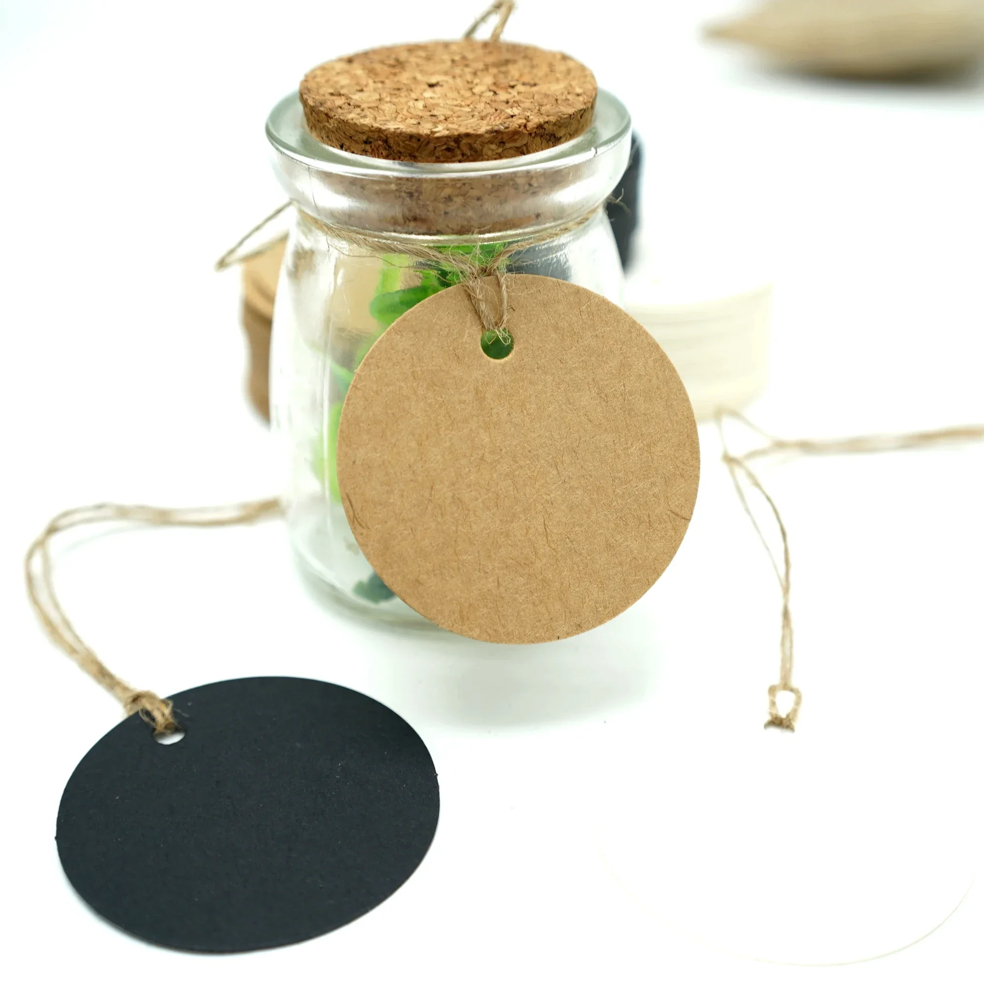 White Black Brown Kraft Paper Tags Round Luggage Note Wedding Invitations Cards Blank Price Hang Tag 5cm 100pcs/lot