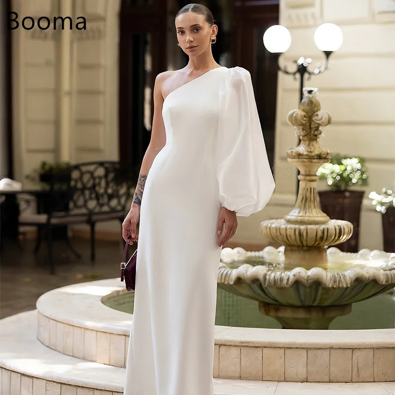 

Booma Simple One-Shoulder A-Line Satin Wedding Dresses Long Ankle-Length Elegant Brides Gown Custom Made 2025