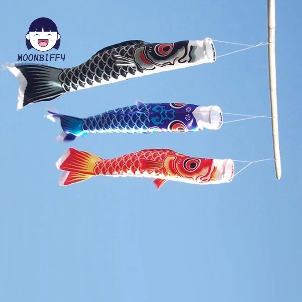 40/70CM Japan Style Carp Wind Sock Flag Wind Chimes Hanging Decorations Yard Koinobori Hanging Decor