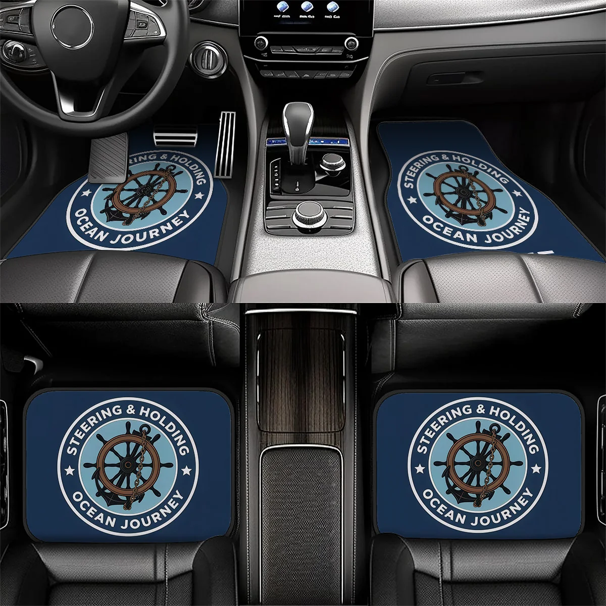4pcs Customizable Car Floor Mats With Your Name Printed On Them, Featuring A Disc, Sedan, Animal, Letter Personalized Design Wit