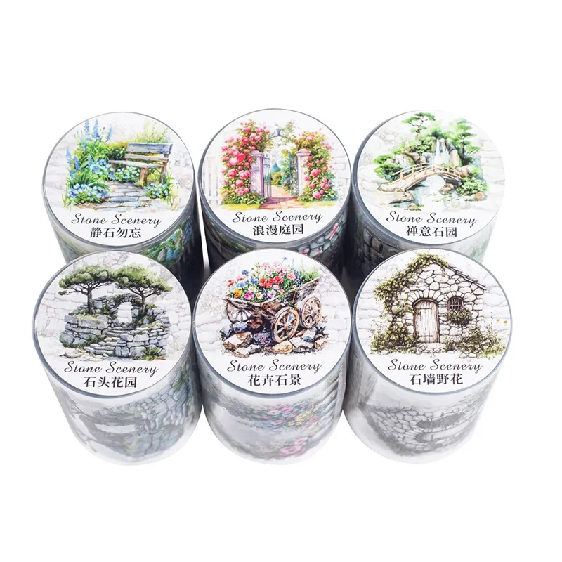 정원 조경 pet 테이프 돌 조경 핸드북 매칭 백킹 스티커, 접착제 패스너 스크랩북, 1 롤, 60mm * 2m