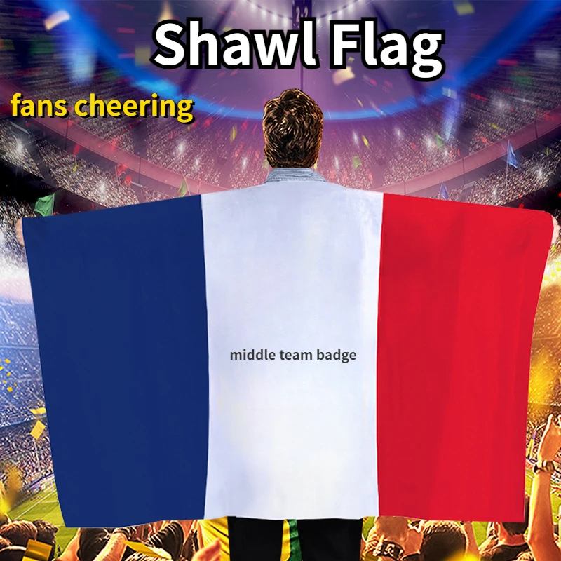 Body Poncho Football Team Emblem Shawl Flag Festive Party Supplies Brazil Netherlands Tunisia Belgium Football Fan Cheering Flag