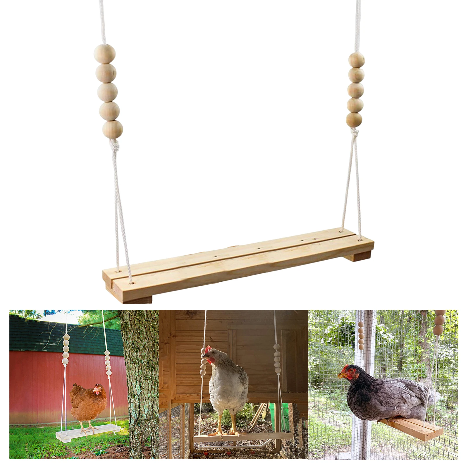 Wooden Chicken Swing Chicken Toys Exercise Toy Handmade Durable Entertainment  Stress Relief Toy for Chicken Bird Poultry