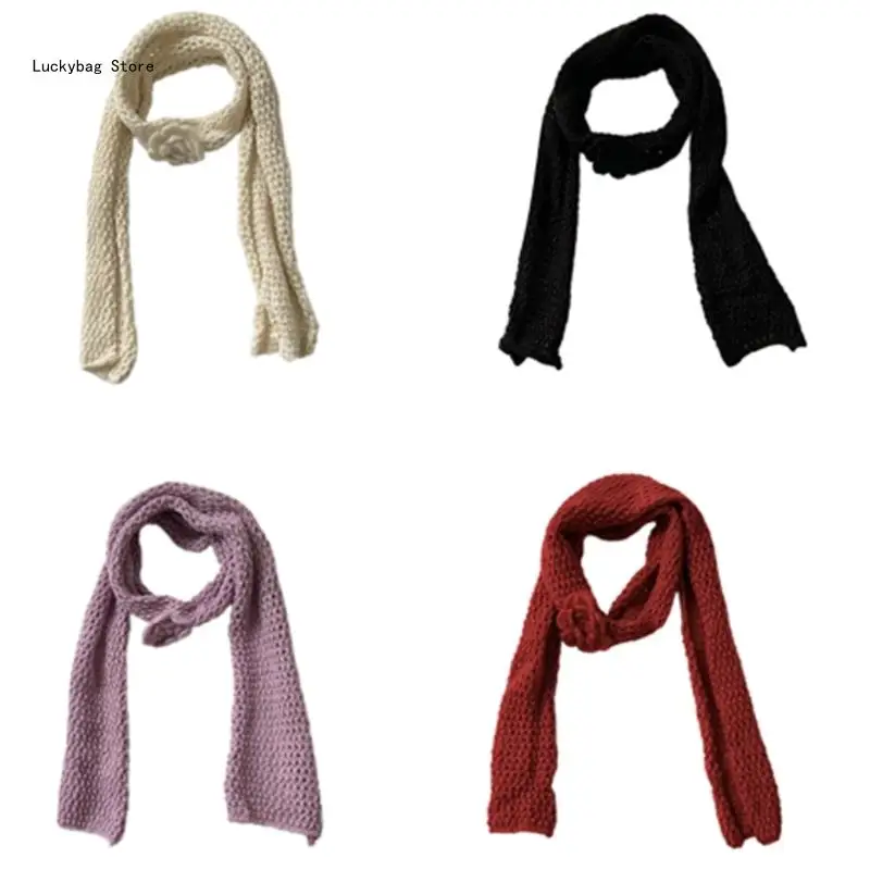 

Flowers Decorative Scarves Knitted Narrow Scarf Indoor Outdoor Neckerchief