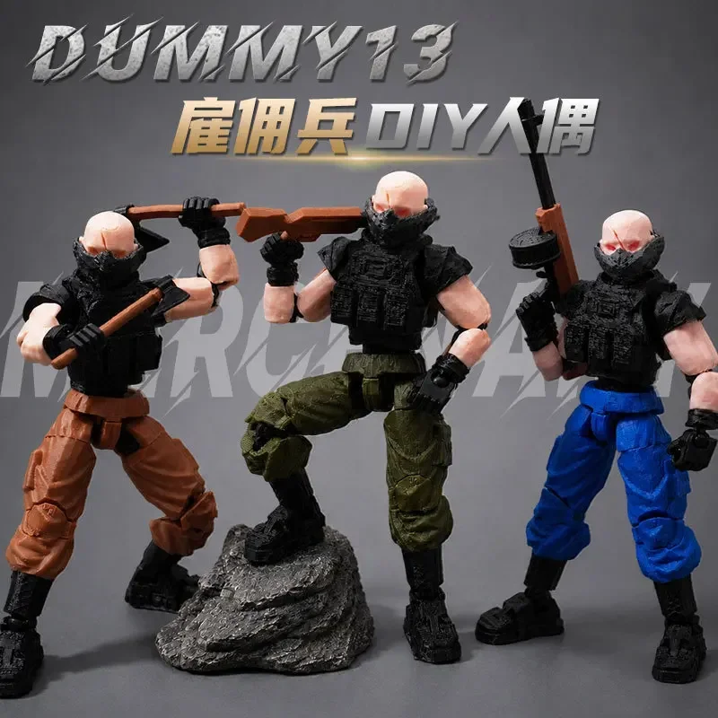 Police Scar-Faced Mercenary 3D Printed Dummy 13 Movable DIY Assembly Action Figure Special Forces Model Decoration Desktop Decor