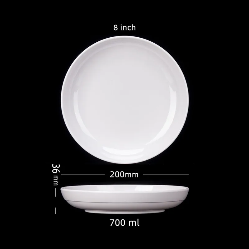 Deep Round Melamine Dinner Plates White Hotel Serving Tray Table Dishes Imitation Porcelain Dishes to Eat Kitchen Dining Sets
