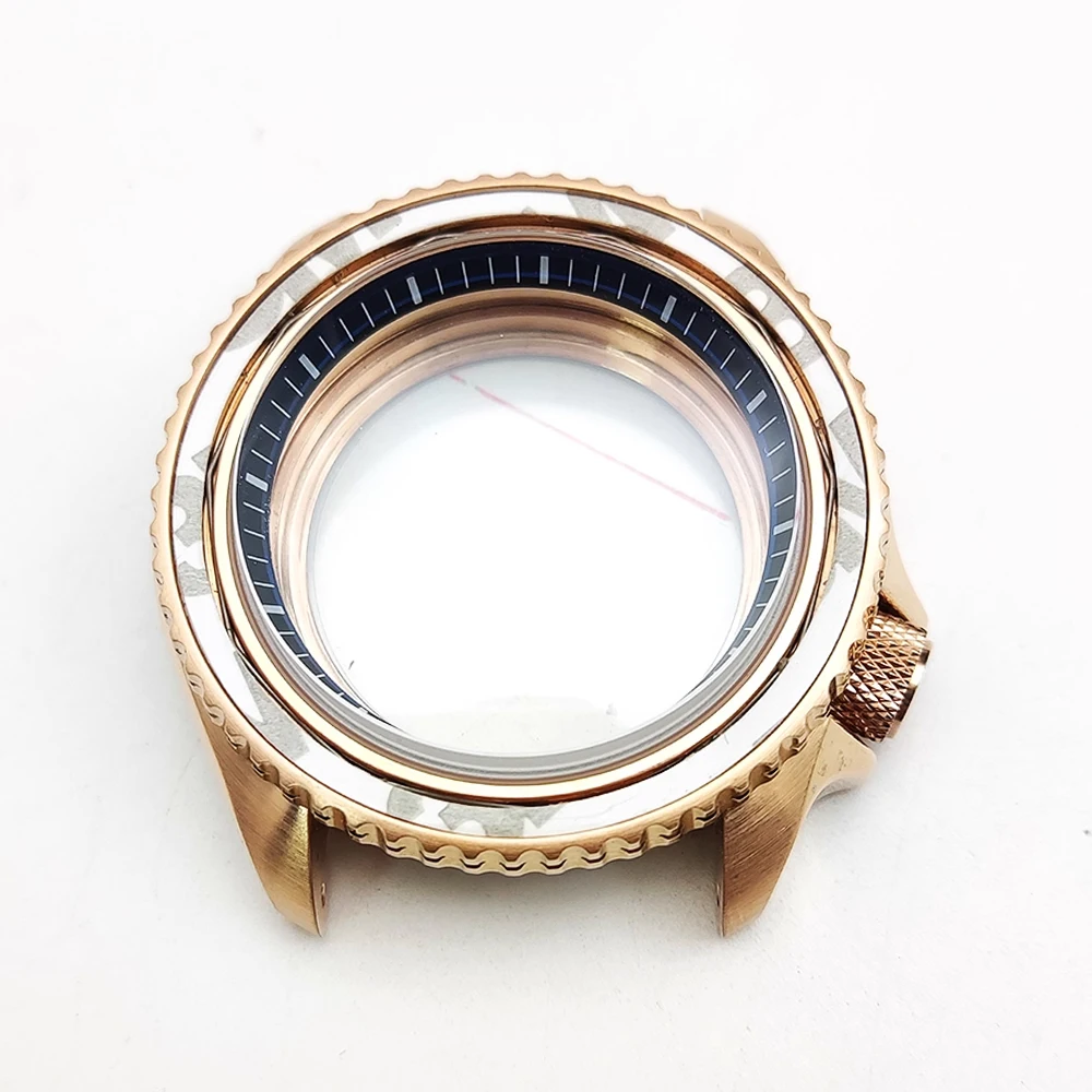 Rose gold NH35 case, 42 mm case, sapphire ceramic bezel, waterproof, watch accessory suitable for NH35/36 movements.