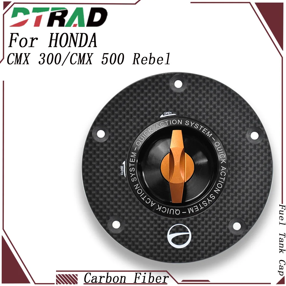 

For HONDA CMX 300/CMX 500 Rebel 2017-2024 Motorcycle Carbon Fiber Quick Release Fuel Tank Cap Keyless Petrol Tank Cover
