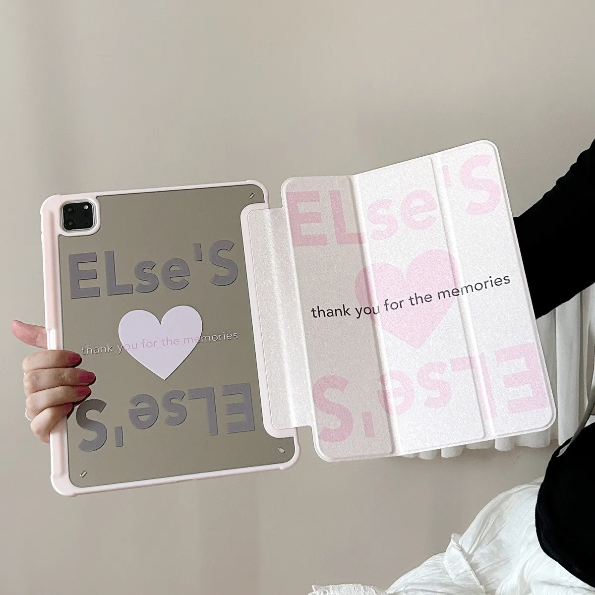 Kawaii Pink Rabbit English Love Bow For iPad 11th A16 10 9 8 7 5 Pro 13 11 M5 M4 M3 M2 12.9'' Air  4 3 2 1 Mini 7 6 8.3'' Cover