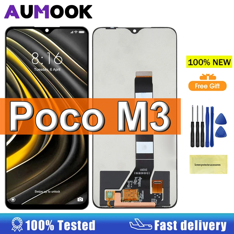 6.53 "Poco M3 Display Per Xiaomi Poco M3 Display LCD Touch Screen M2010J19CG Per Redmi 9T Display M2010J19SG Parti di Montaggio