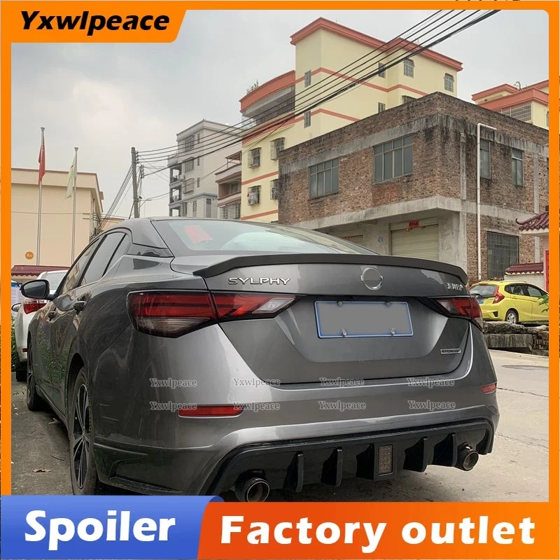 

For Nissan Sentra SYLPHY 2019 2020 2021 High Quality ABS Plastic Unpainted Color Rear Trunk Spoiler Car Accessories