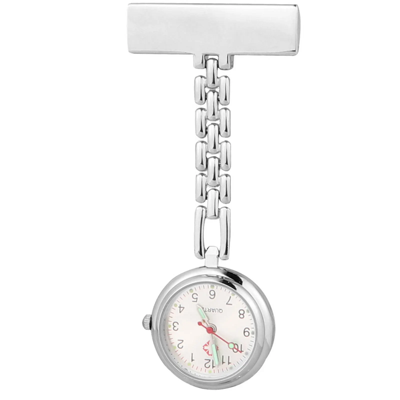 ساعة جيب بتصميم بسيط، عقارب فضية مضيئة، مشبك دبوس أمان للجسم من سبائك الزنك لممرضة الطبيب، ساعة جيب لارتداء الصدر #5