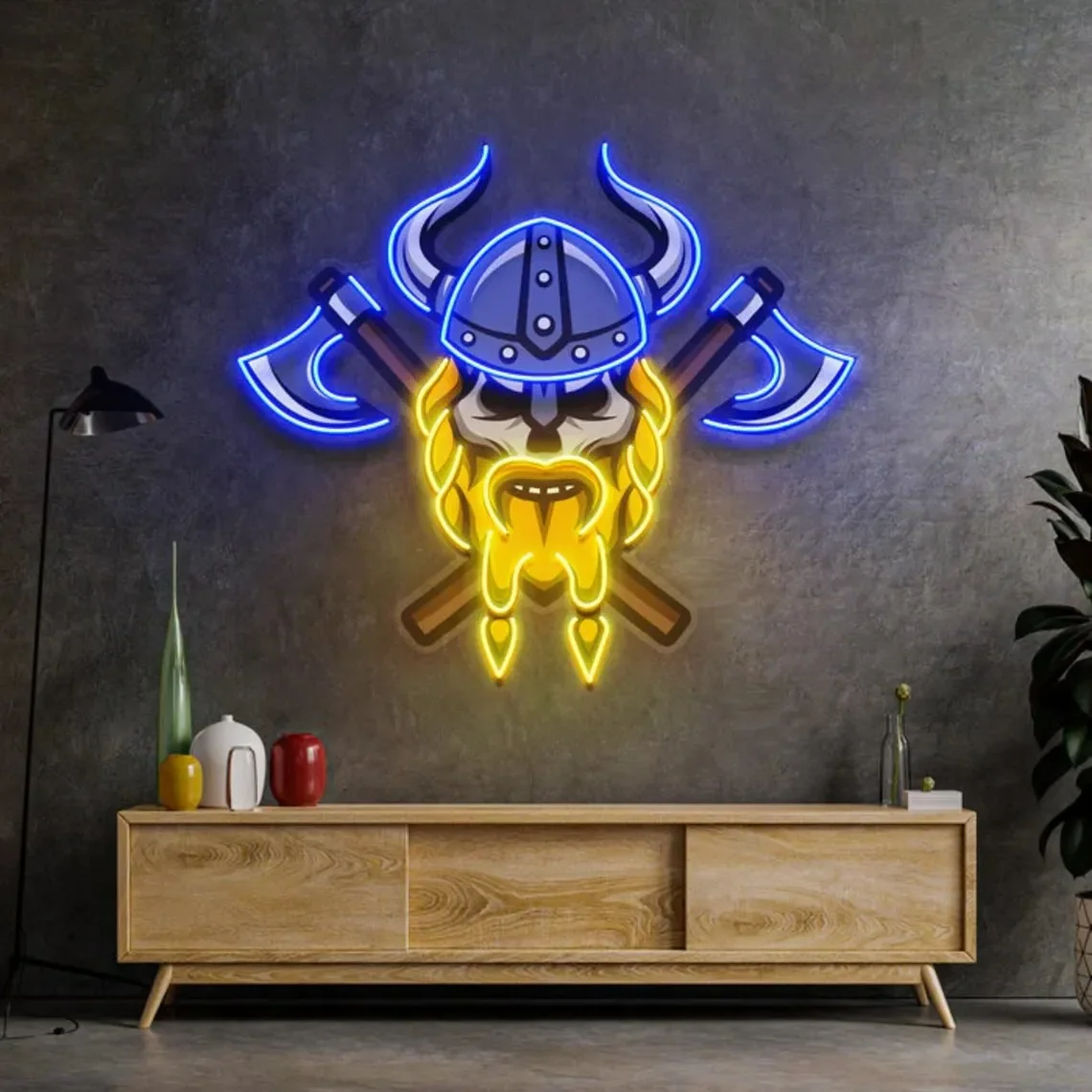 Custom Personalized Skull Viking Warior Neon Led Light Sign for Kid and Wedding Heart Aesthetic Neon Home Decor Wall Art for Chi