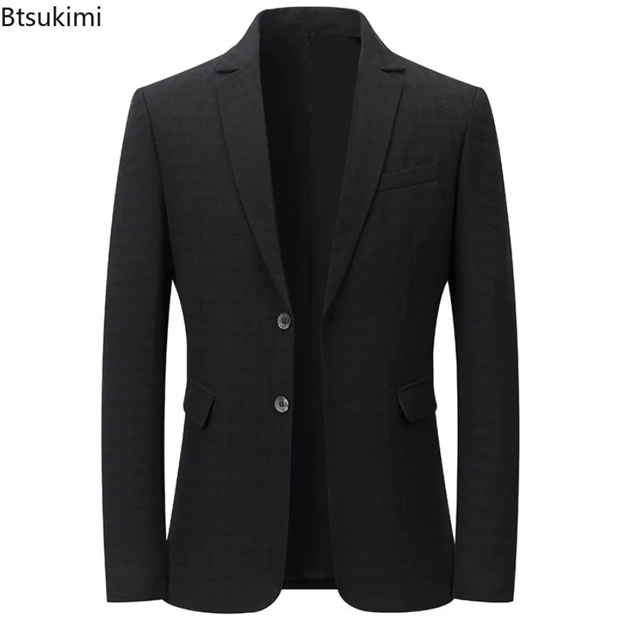 2024 Men's Business Suit Jacket High-end Solid Slim Easy Care Non-ironing Suit Coats Classic Single Breasted Casual Blazer Coats