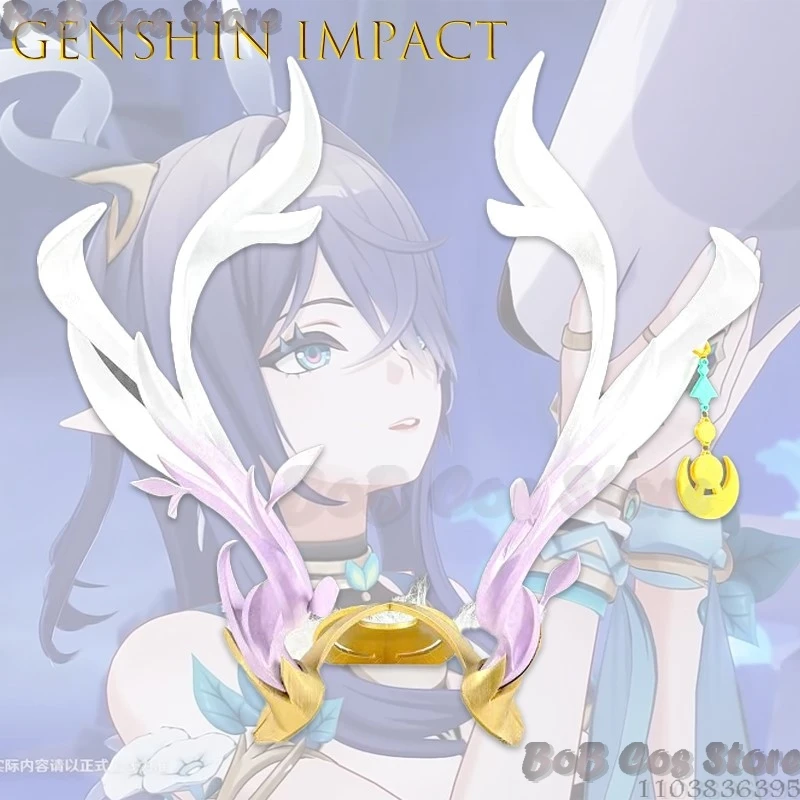 

Genshin Impact Laima Character Flame Mane Horns Cosplay Headpiece 23cm Detachable Anime Game Props Accessory Halloween Sexy Cos