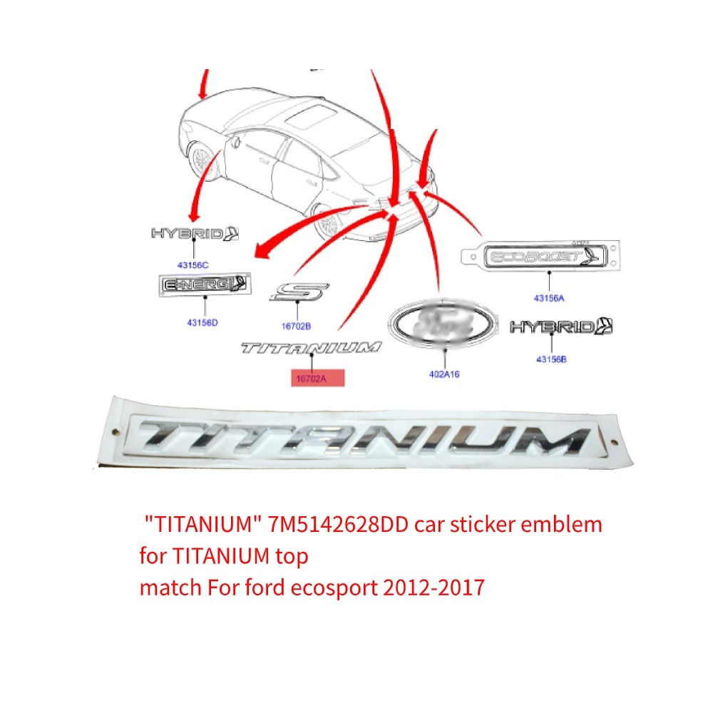 

Автомобильная наклейка с эмблемой для верха из титана, подходит для ford ecosport 2012-2017, 10 шт., 7M5142628DD