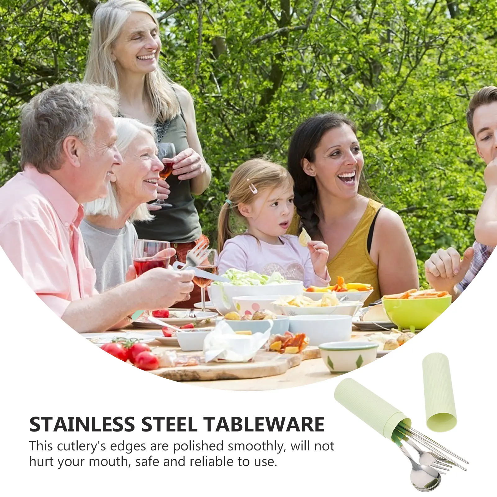 

1 set Portable Stainless Steel Tableware Set Spoon Fork Knife Chopsticks Lightweight Outdoor Travel Kitchen Utensils Students