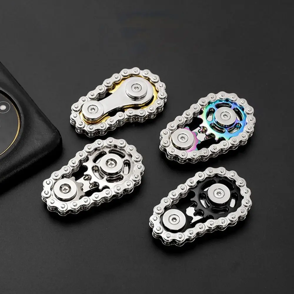 Chaînes engrenage Fidget Spinner toupie pignon du bout des doigts main Spinner chaîne engrenage Gyroscope roue en métal chaîne d'engrenage Gyroscope