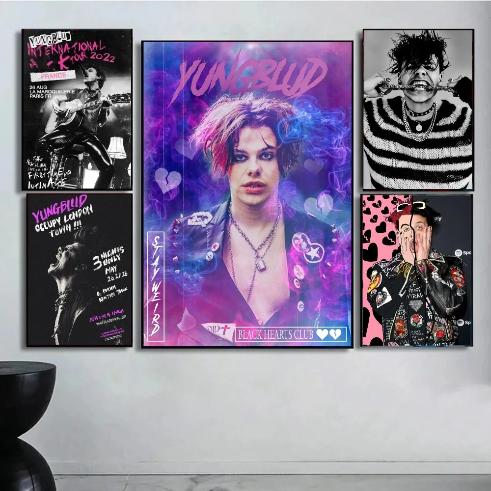 Yungblud New Custom Rock Classic Movie Posters Fancy Wall Sticker for Living Room Bar Decoration Room Wall Decor