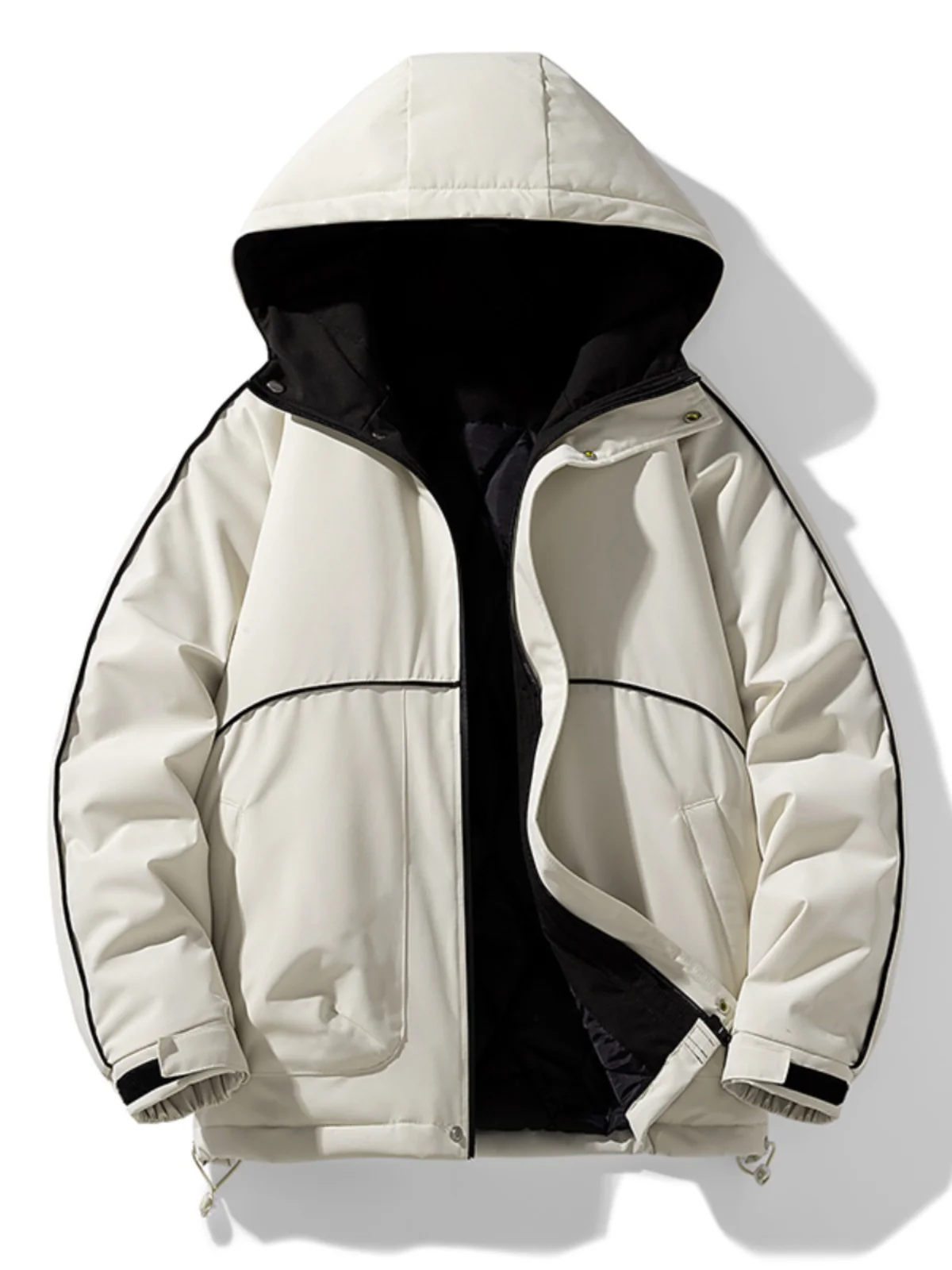 

plus Size Men's Cotton Jaet Winter Warmth Faion Urban Sle Hooded Thiened Polyester Fiber Long Sve Zipper Closure Coat