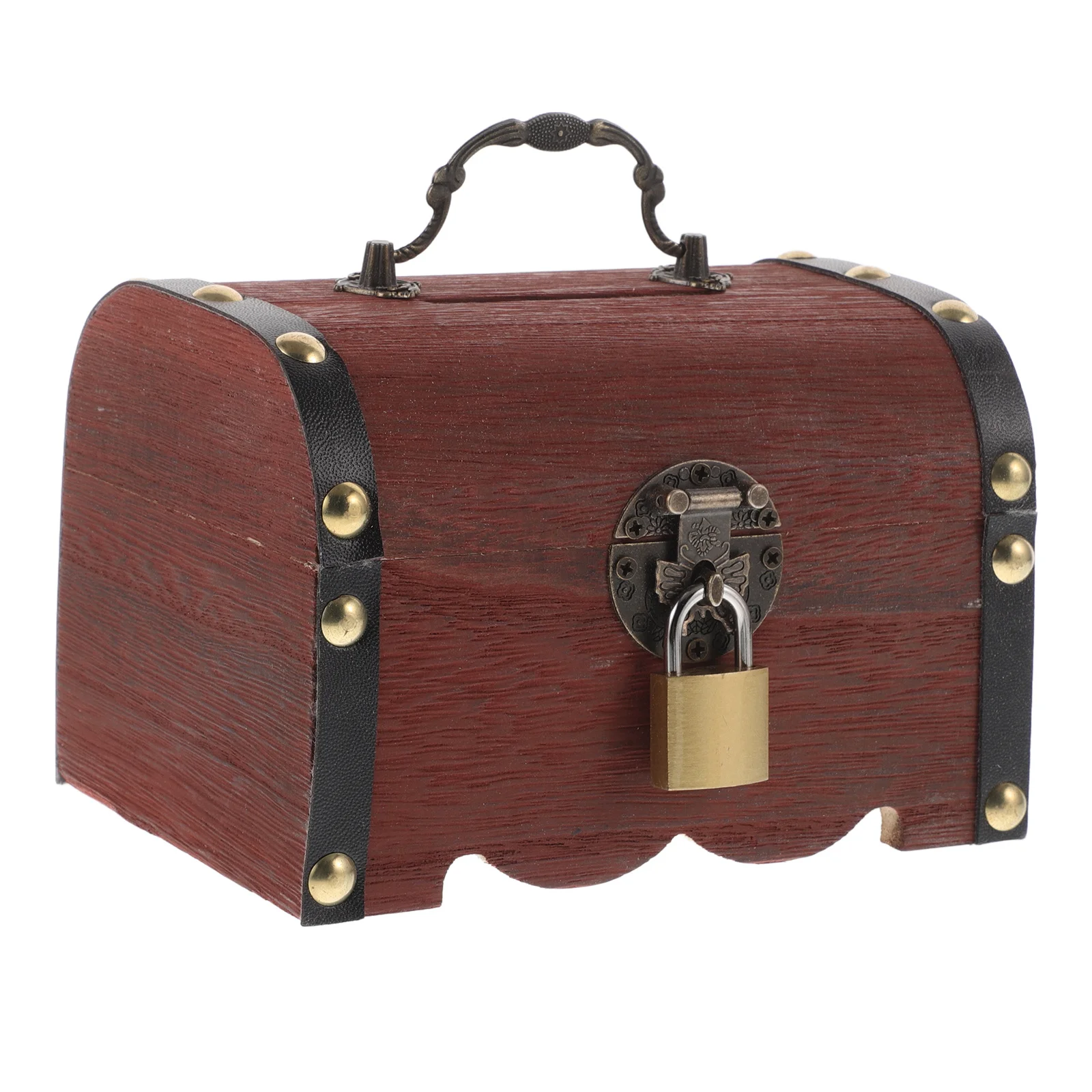 صندوق الكنز الخشبي للأطفال مع قفل صندوق توفير المال الفريد من نوعه للعملات المعدنية والفواتير هدية إبداعية للأطفال #1