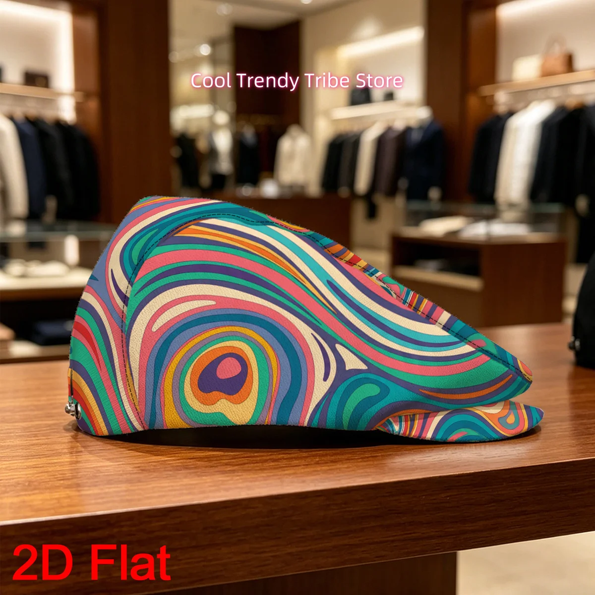 1pc 2D Flat Color Flow Symphony Ivy Cap Vintage Gentleman'S Hat Adjustable Flat Cap Painter'S Hat Really Cool for Casual Attire