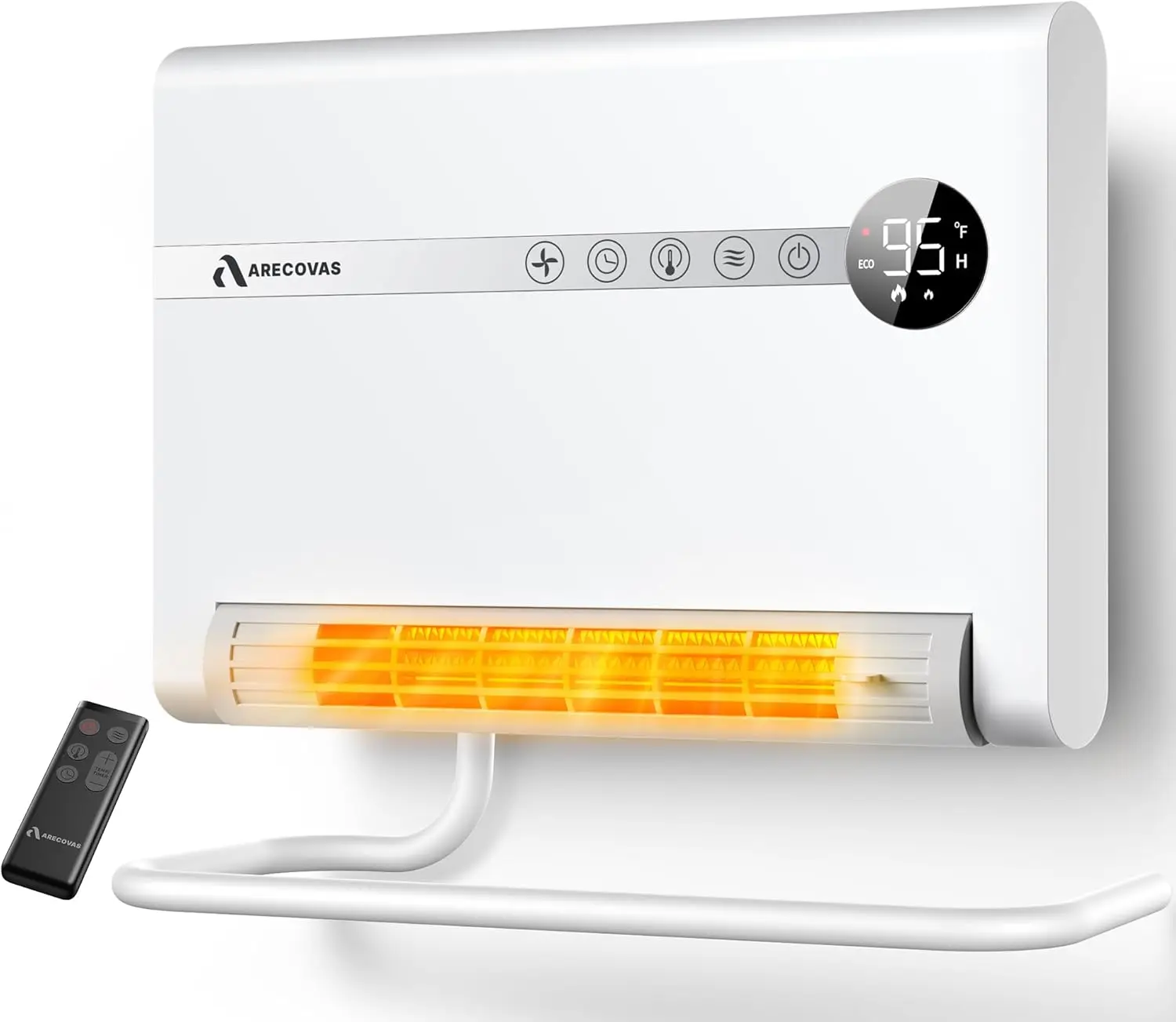 

Wall Heater 1500W PTC Fast Heating with Remote, Thermostat, Timer, Oscillation - Indoor Desk or Wall Mount